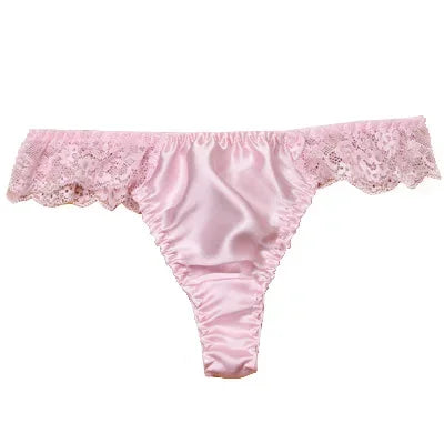 Sexy lace g-string Pure natural mulberry silk Women's sexy silk panties G-string 100% mulberry silk thong t panties