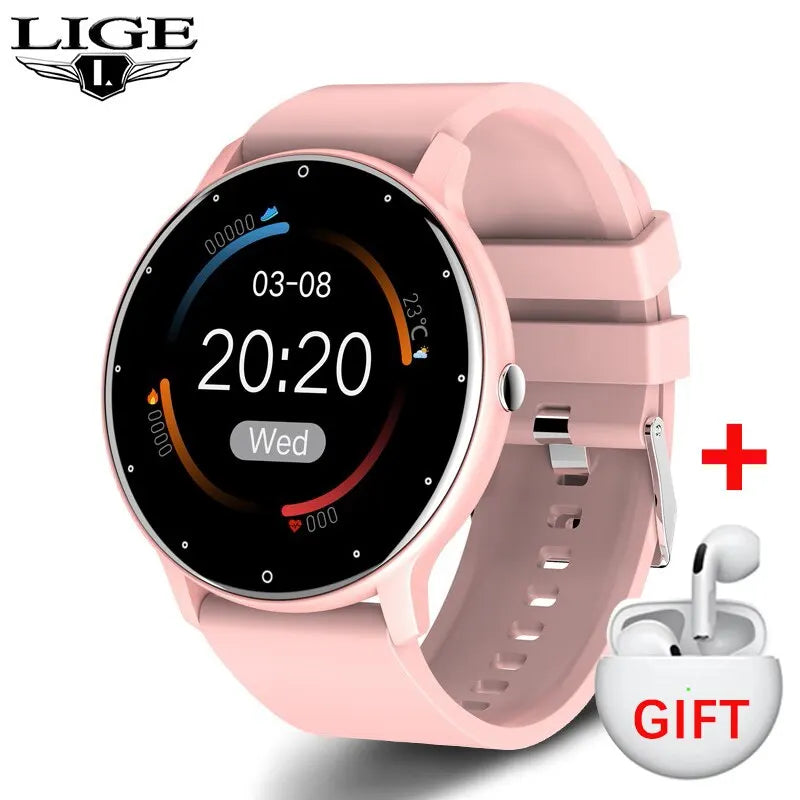 LIGE New Men Smart Watch Real-time Activity Tracker Heart Rate Monitor Sports Women Smart Watch Men Clock For Android IOS