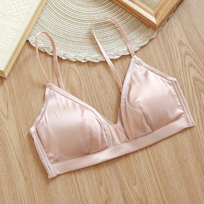 LOPNT 93% Natural Silk Female Bra Smooth Top Women Cozy Cloth Women's Underwear Dignified Temperament Bralette Womenswear