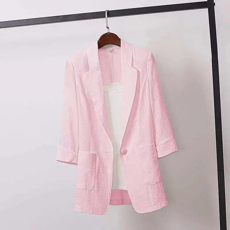 Fashion Women's Jacket Solid Color Yellow Black Cotton Fabric Loose Oversize Coat New Spring Summer Jackets 2023 OL Women's Suit