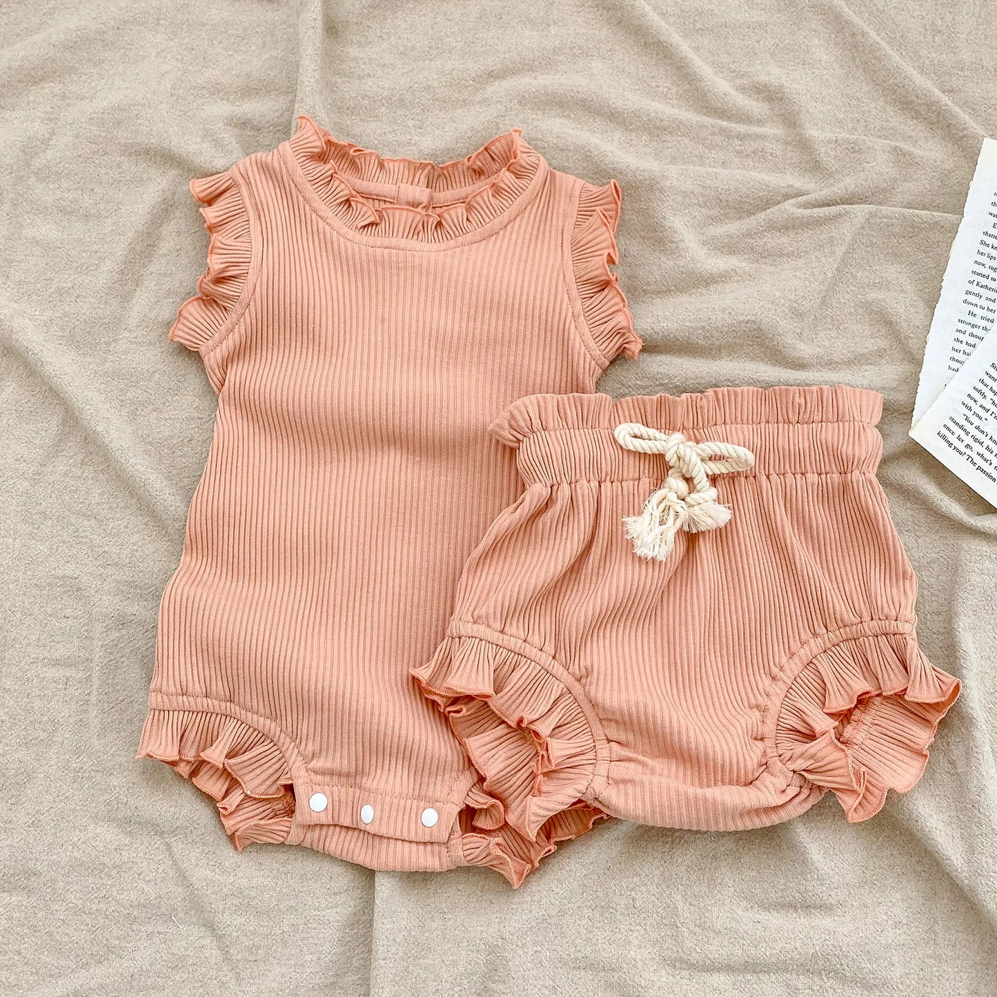 Summer Baby Girls Clothes Set Infant Ruffle Bodysuit Top PP Shorts Bloomers 2PCS Outfits 0-24 Months Toddler Romper Baby's Sets