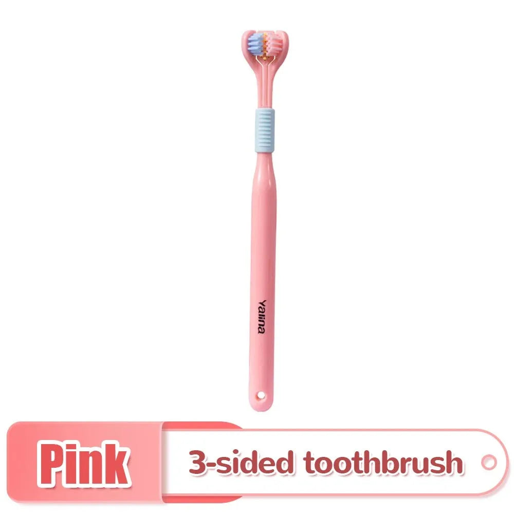 3D Stereo Three-Sided Toothbrush Ultra Fine Soft Hair Adult Toothbrush Tongue Scraper Deep Cleaning Health Oral Care Teeth Brush