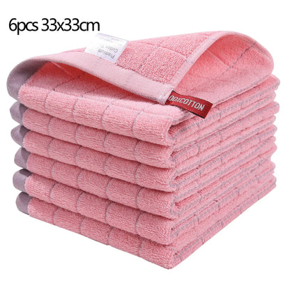 Homaxy 4/6pcs 100% Cottton Kitchen Towel Absorbent Dishcloth Ultra Soft Kitchen Cloths Drying Hand Towels Home Cleaning Tools