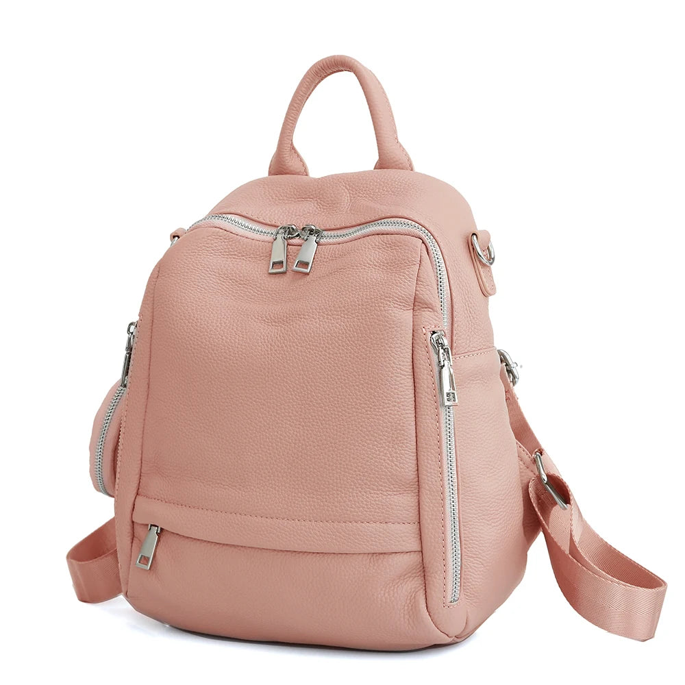 Zency Genuine Leather Women's Backpack High Quality School Bag Travel Female Shopper Shoulder Bag Satchel Rucksack Commuter