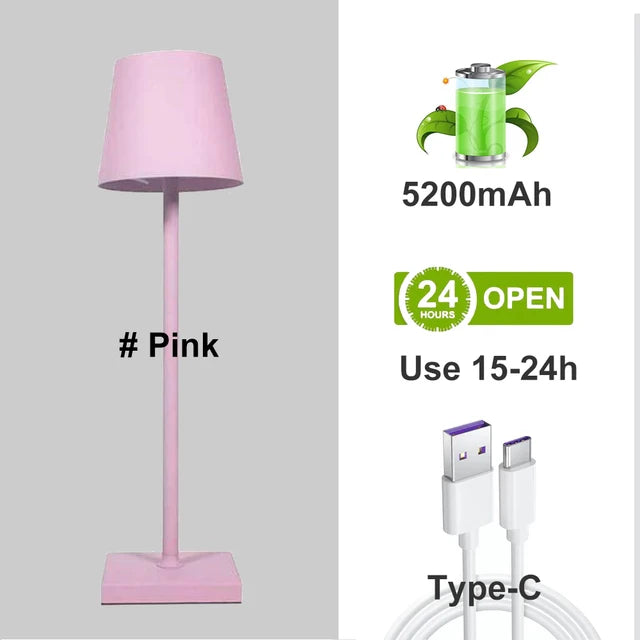 5200mAh USB Aluminum Alloy Desk Lamp LED Rechargeable Table Lights for Bar Living Room Reading Book Wireless Lamp