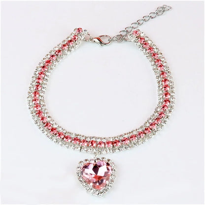 Cat Rhinestone Diamante Collar Necklace for Kitten Cute Bling Pet Accessories for Cat Puppy Doggy Crystal Pendant Diamond Collar