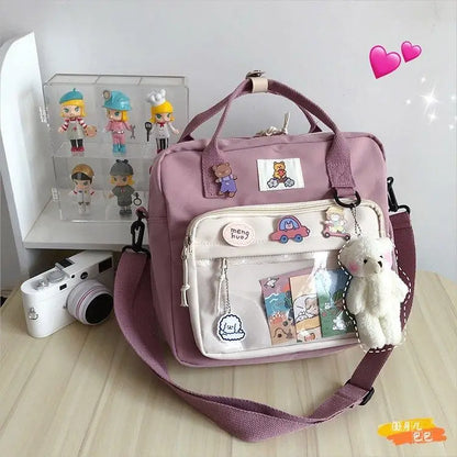 JIAERDI Kawaii Ita Bag For Teenage Girls Harejuku Preppy Backpack Women Cartoon Transparent JK Shoulder Bag Female Bolso Mujer