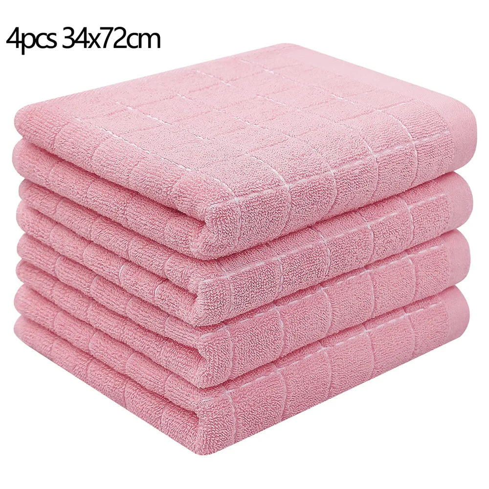 Homaxy 4/6pcs 100% Cottton Kitchen Towel Absorbent Dishcloth Ultra Soft Kitchen Cloths Drying Hand Towels Home Cleaning Tools