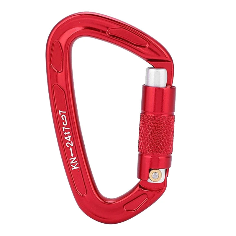 24KN Auto Lock Climbing Carabiner D Shape Outdoor Mountaineering Caving Rock Climbing Buckle Security Safety Master Screw Hook