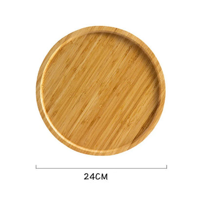 Wooden Round Serving Platter Tray Pizza Salad Plate Wooden Breakfast Food Fruits Bread Dessert Container Tea Mat Snacks Dish