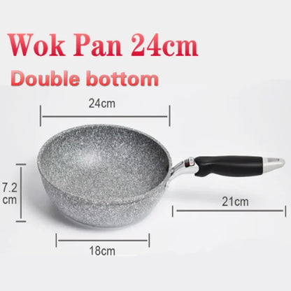 Frying 28/26/24/20cm Wok Non-stick Pan Skillet Cauldron Induction Cooker Pans Pancake Egg Gas Stove Home