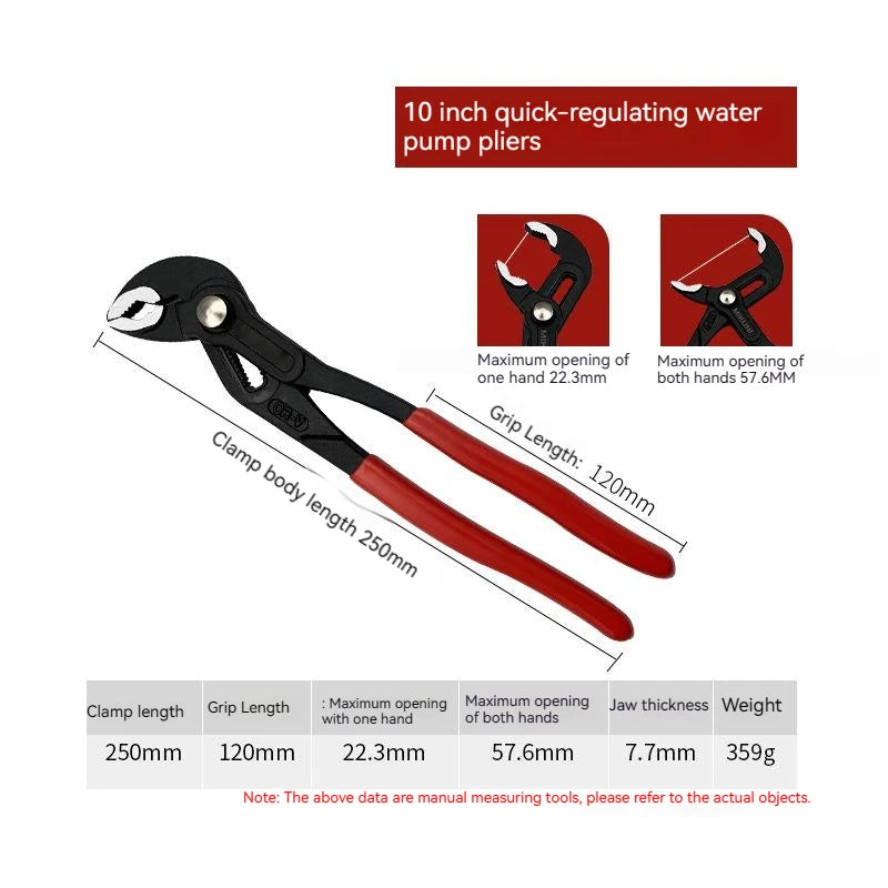 7/10/12 In Water Pump Pliers Multifunctional Universal Plumbing Pliers Adjustable Open Pipe Pliers Home Maintenance Tool