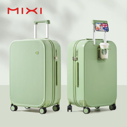 Mixi Suitcase Carry On Luggage with Cup Phone Holder Hard Shell Rolling Luggage PC Spinner Wheels Trolley Case