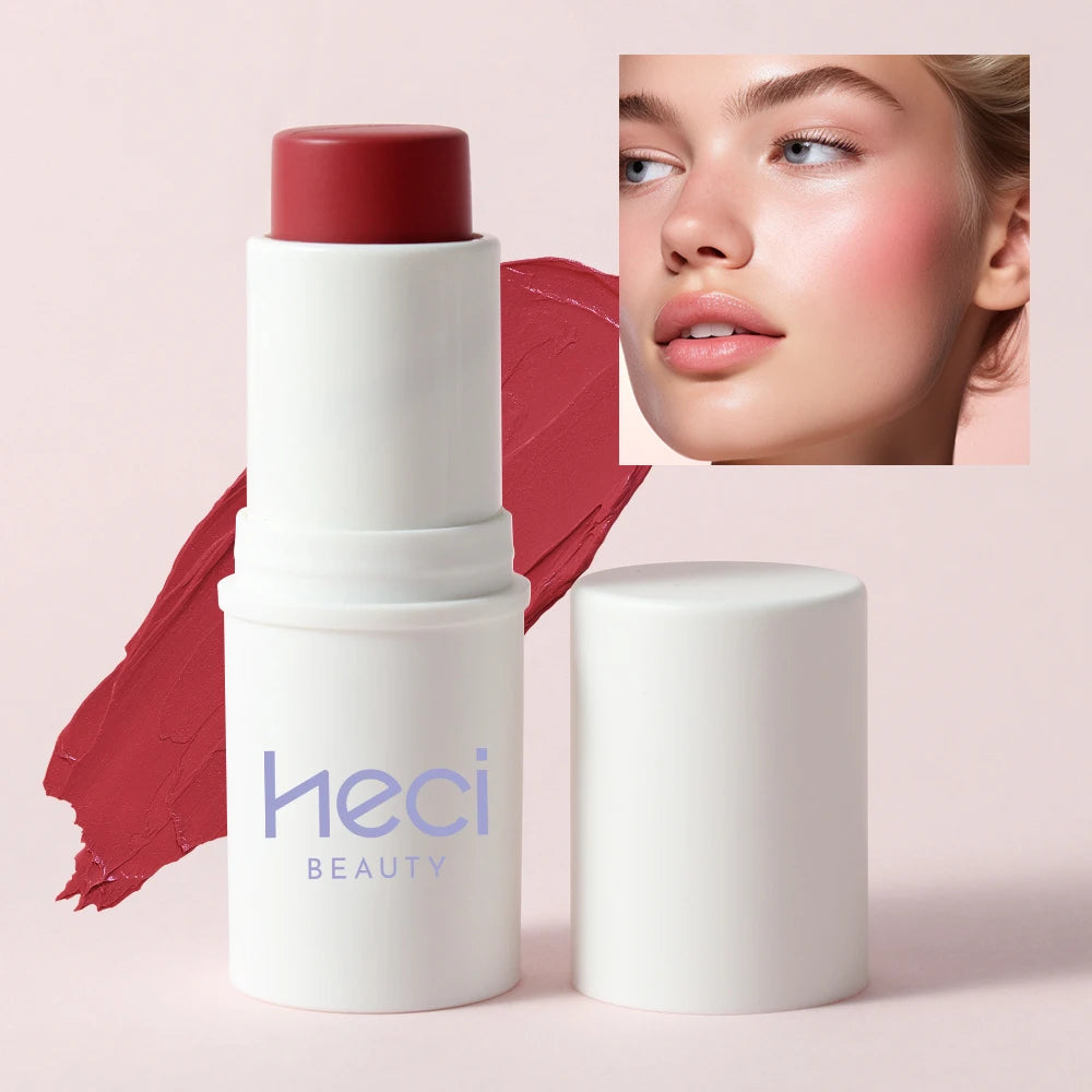 Multi-Tone Creamy Blush Stick Makeup Long-Lasting Waterproof Simple High-End Lip Cheek Tint High Pigment Hydrating Pink Blusher