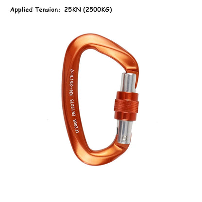 25KN Professional Climbing Carabiner D Shape Aviation Aluminum Safety Lock Outdoor Climbing Ascend Mountaineering Equipment