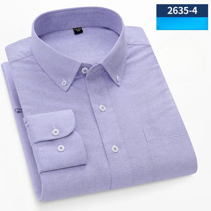 plus size 100%cotton long-sleeve shirts for men Casual solid plain shirt slim fir formal shirt business office Oxford clothes