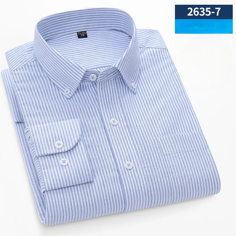 plus size 100%cotton long-sleeve shirts for men Casual solid plain shirt slim fir formal shirt business office Oxford clothes