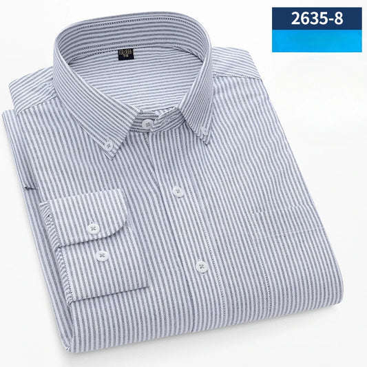 plus size 100%cotton long-sleeve shirts for men Casual solid plain shirt slim fir formal shirt business office Oxford clothes