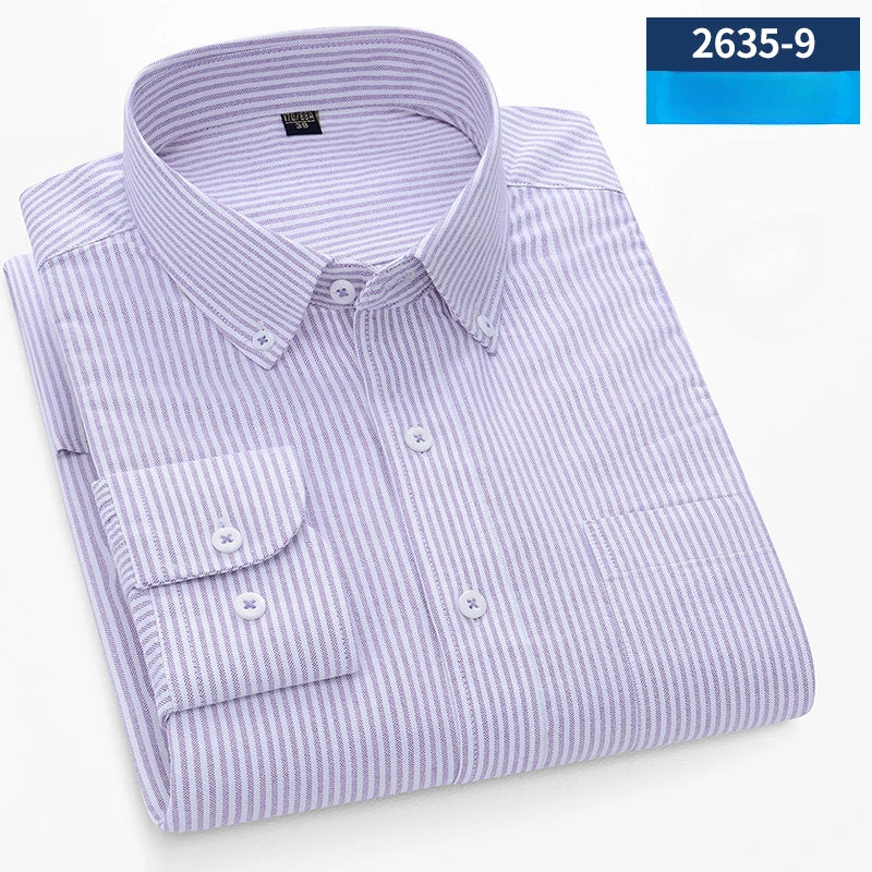 plus size 100%cotton long-sleeve shirts for men Casual solid plain shirt slim fir formal shirt business office Oxford clothes