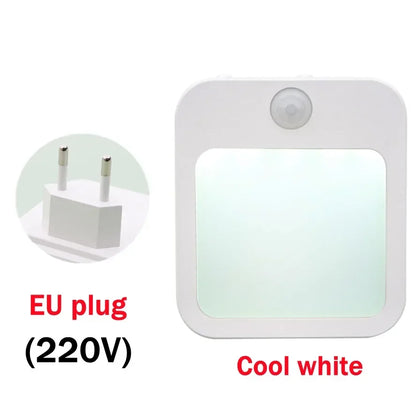 Motion Sensor LED Night Lights EU Plug Dimmable Cabinet Light for Baby Bedside Bedroom Corridor Wireless Night Lamp Lighting