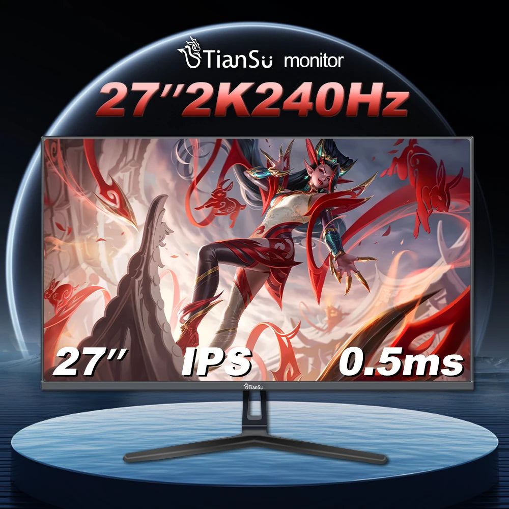 Tiansu 27 Inch Gaming Monitor 144Hz 2k 2560*1440 Computer Monitor 2k FHD 240Hz Monitor PC 27 144Hz 240Hz Monitors HDMI ips 1ms