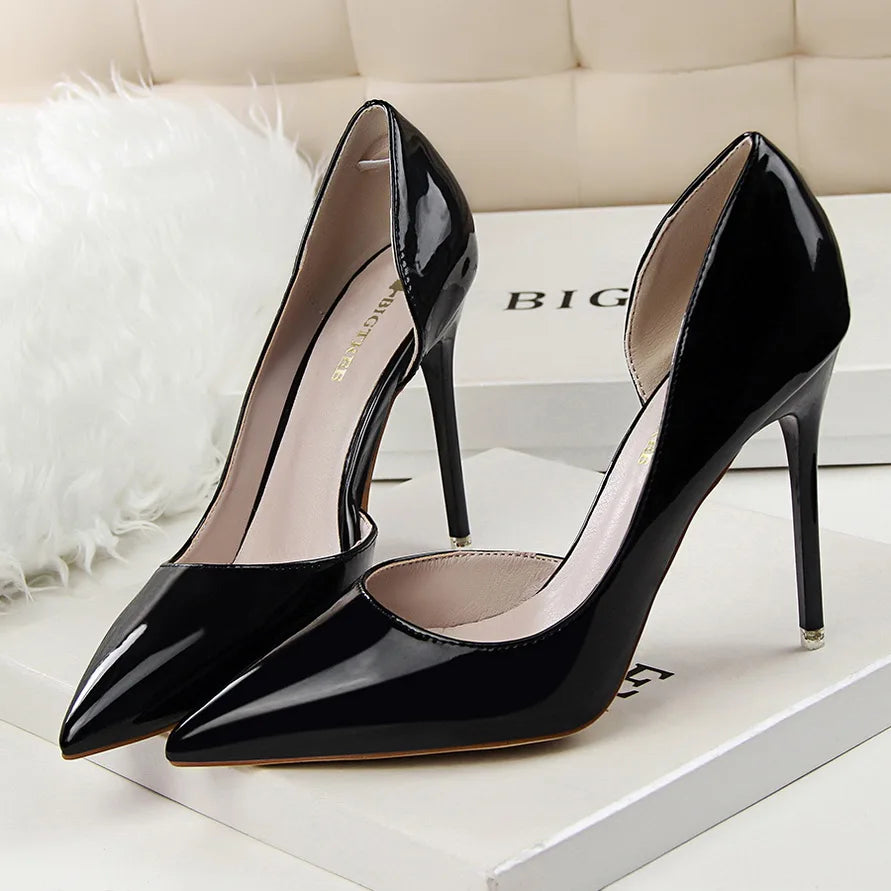 Women 7.5cm 10.5cm High Heels Yellow Pumps Office Sexy Stiletto Wedding Bridal Scarpins Short Heels Lady Sexy Hollow Party Shoes