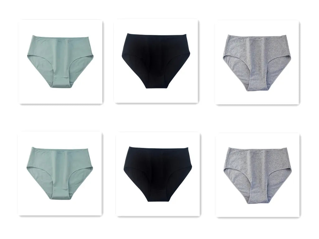 6PCS/Lot Cotton Seamless Panties Women High Waist Briefs Underwear Comfort Intimates Female Underpants Solid Color Pantys M-2XL