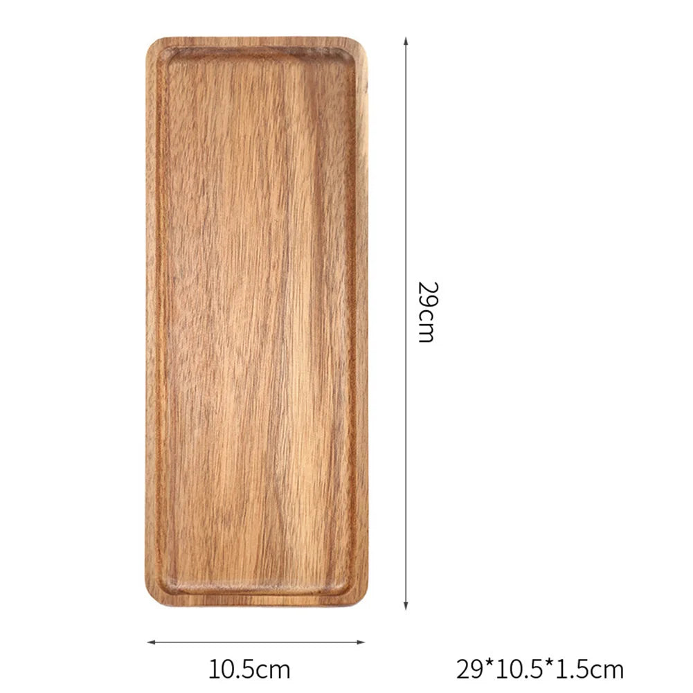 Wooden Serving Tray Solid Wood Pallet Oval/Rectangle Plate Food Dessert Fruit Coffee Tea Cup Dishes Platters Kitchen Accessories