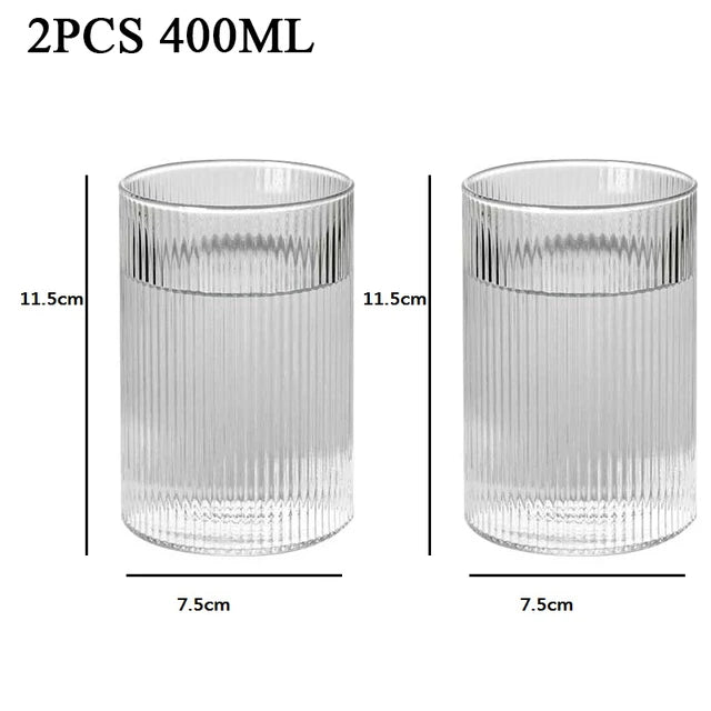 1/3/6PCS Japanese Striped Heat-Resistant Glass Transparent Water Cup Home Net Celebrity Ins Drinking Juice Cup Wine Glasses