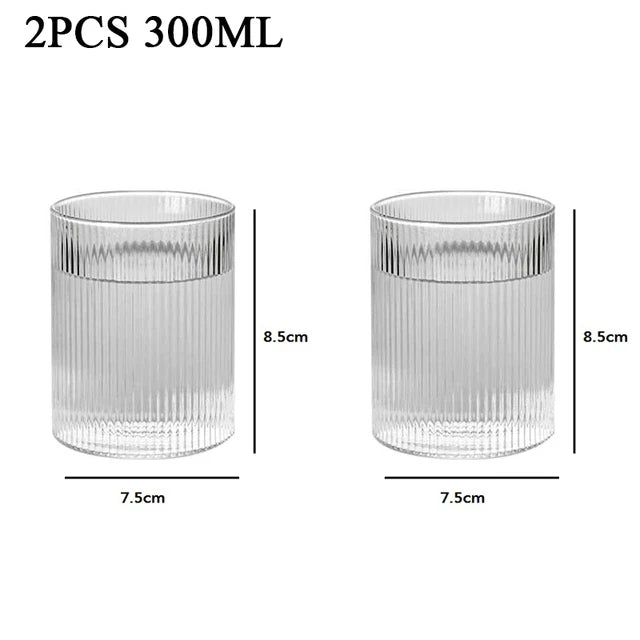 1/3/6PCS Japanese Striped Heat-Resistant Glass Transparent Water Cup Home Net Celebrity Ins Drinking Juice Cup Wine Glasses