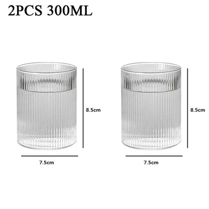 1/3/6PCS Japanese Striped Heat-Resistant Glass Transparent Water Cup Home Net Celebrity Ins Drinking Juice Cup Wine Glasses