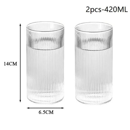 1/3/6PCS Japanese Striped Heat-Resistant Glass Transparent Water Cup Home Net Celebrity Ins Drinking Juice Cup Wine Glasses