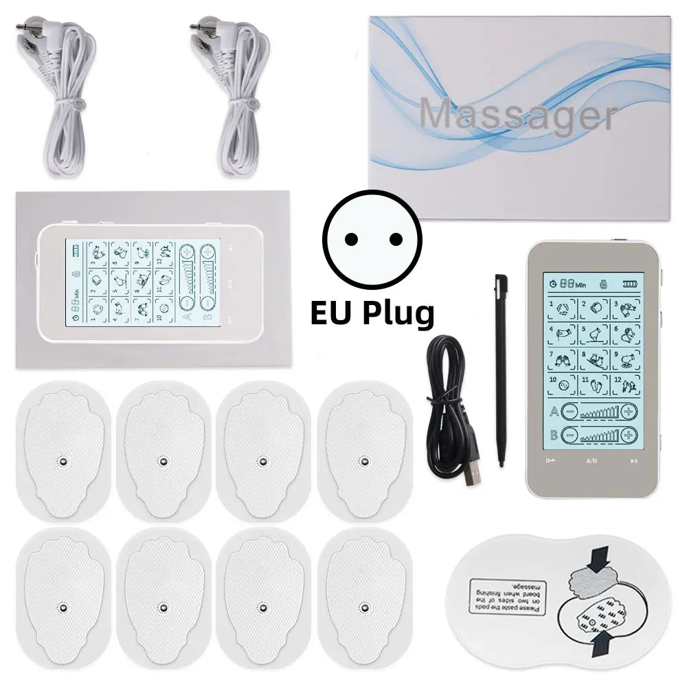 EMS Electric Muscle Stimulator Therapy 24 Modes 4 Output Channel Tens Unit Machine Physiotherapy Pulse Body Massager Dropship