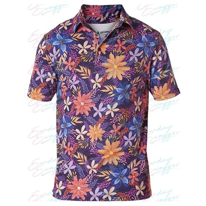 Domineering men's fashion printed golf POLO shirt short sleeve outdoor golf shirt casual T-shirt in summer