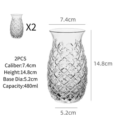 480Ml Pineapple Shaped Cocktail Glasses Creative Drinking Cup Transparent Water Glass Red Wine Glass Cup For Home Bar Party