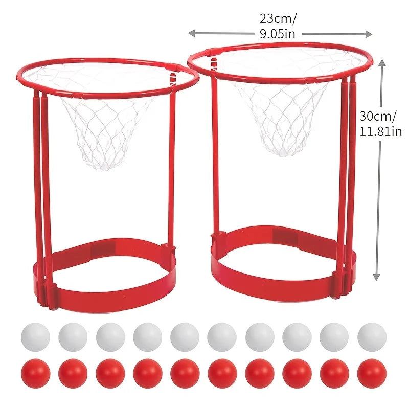 2 Pack Head Hoop Basketball Party Game for Kids Adults Adjustable Basket Net Headband with 20 Balls Fun Gift for Birthday