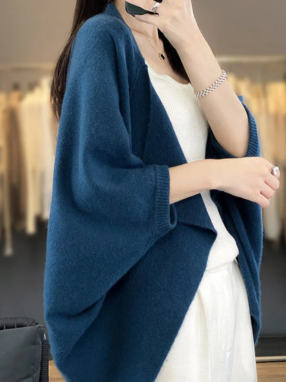 Autumn And Winter Loose Womens Clothing 100% Wool Cardigans Warm Soft Long Sleeve Female Sweaters Fashion Shawl