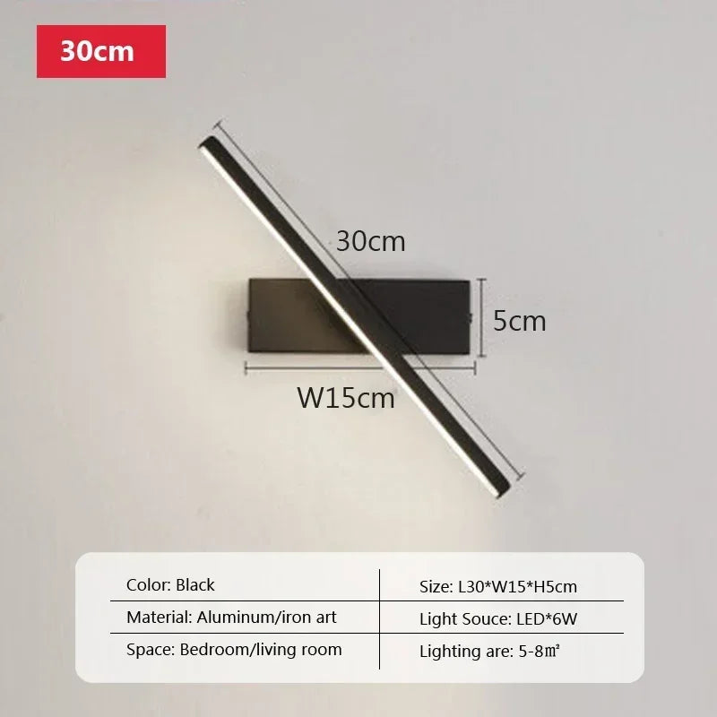 Modern LED Wall Light Hardwares Rotatable Bathroom Mirror Lamp for Bedroom Living Room Indoor Line Wall Sconces Lighting Fixture