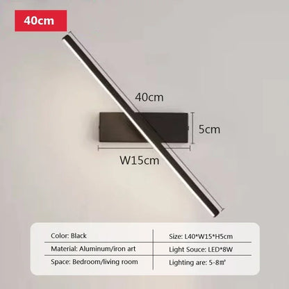 Modern LED Wall Light Hardwares Rotatable Bathroom Mirror Lamp for Bedroom Living Room Indoor Line Wall Sconces Lighting Fixture