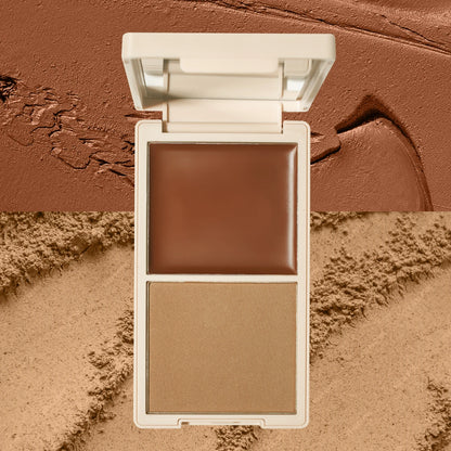 Multi-Use Contour Duo Matte & Dewy Finish Long-Wearing Coverage High Pigment Sun-Kissed Cream & Pressed Powder Bronzer Palette