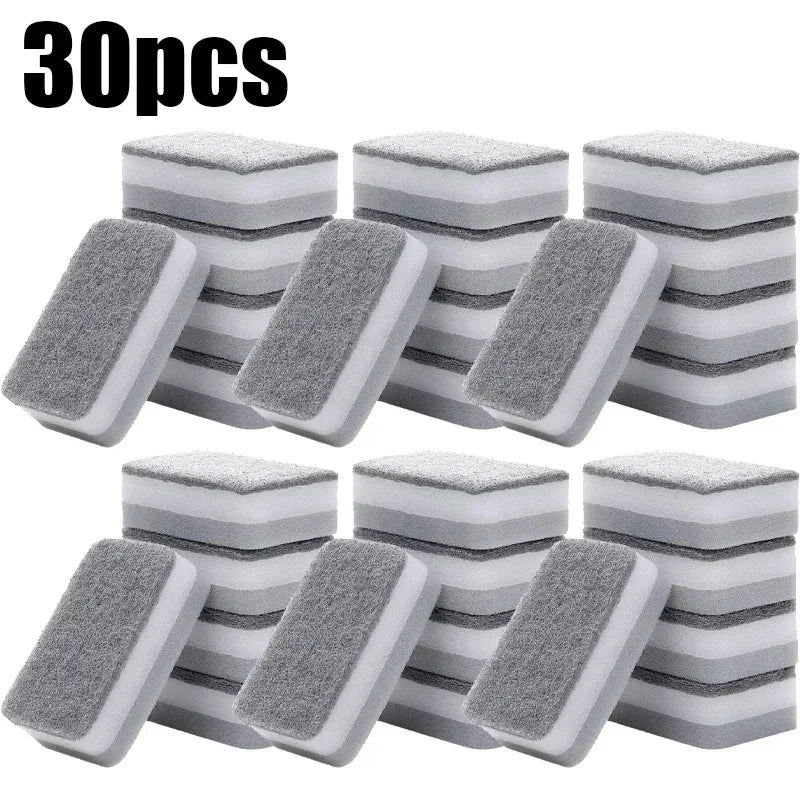 Magic Three Layers Cleaning Sponges Reusable Pan Pot Dishwashing Scouring Pads Household Kitchen Sponge Wipes Brush Clean Tools