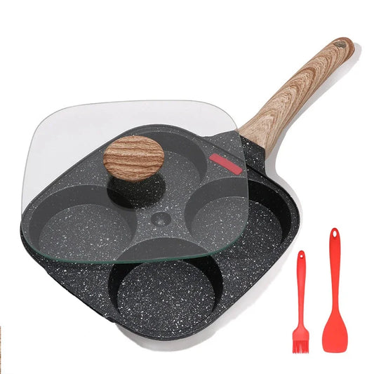 4hole Omelet Pan Frying Pot with Lid Thickened Steak Cooking Pan Bread Breakfast Maker Induction universal Nonstick Egg Pancake