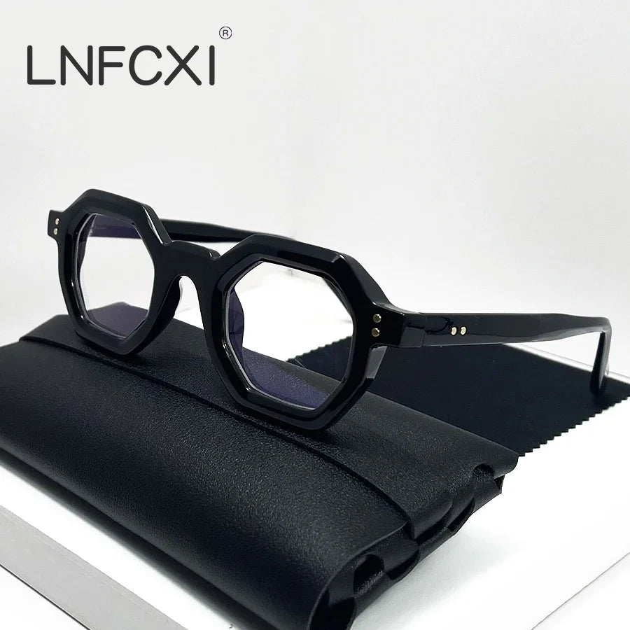 LNFCXI Fashion Polygon Small Square Women Sunglasses Retro Gray Rivets Men Shades UV400 Trending Outdoor Sports Sun Glasses