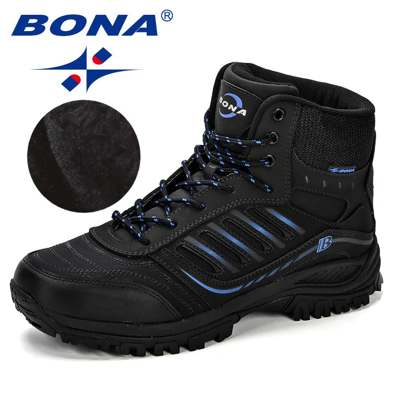 BONA 2024 Arrival Outdoor Hiking Boots Men Winter Shoes Walking Climbing Shoes Man Mountain Sport Boots Masculino Trendy Large