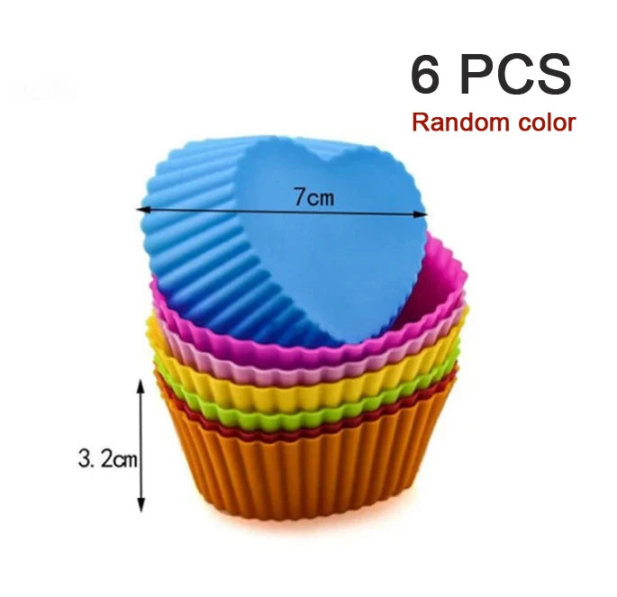 6/12PCS Silicone muffin mold Round muffin cup Heart cake baking mold Kitchen Cooking supplies Cake decorating tools