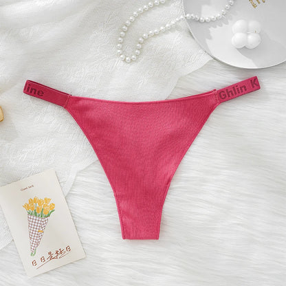 100% Cotton Shapely women thong sexy underwear with strong elasticity T-back briefs