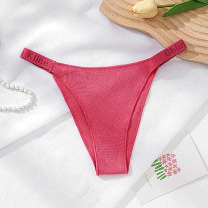 100% Cotton Shapely women thong sexy underwear with strong elasticity T-back briefs