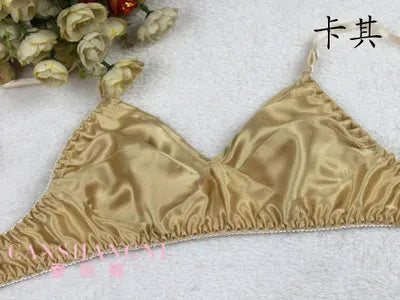 100% Mulberry silk bra Wireless Ultrathin bra double faced silk bra underwear