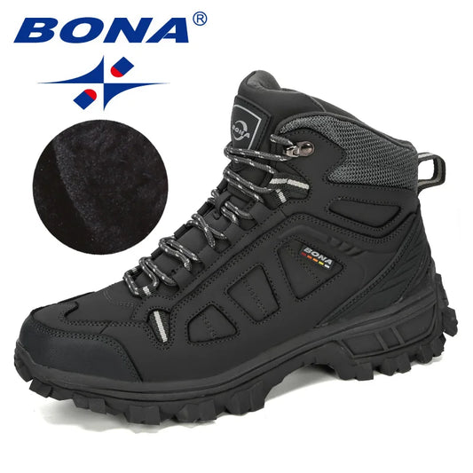 BONA 2024 Arrival Outdoor Hiking Boots Men Winter Shoes Walking Climbing Shoes Man Mountain Sport Boots Masculino Trendy Large