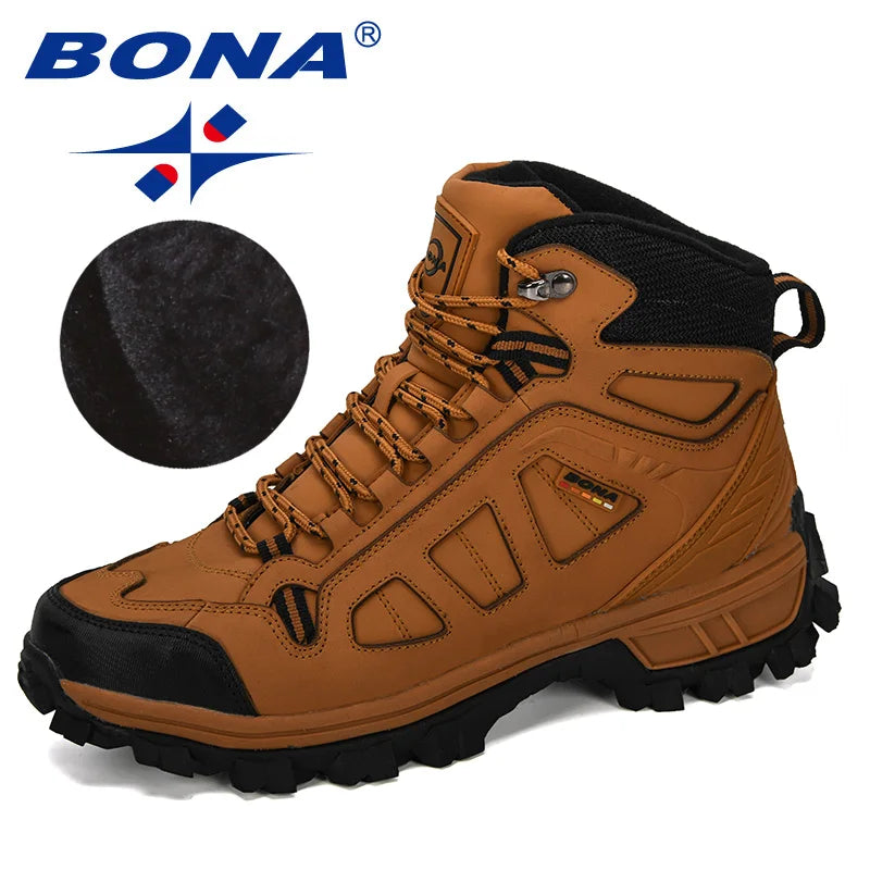 BONA 2024 Arrival Outdoor Hiking Boots Men Winter Shoes Walking Climbing Shoes Man Mountain Sport Boots Masculino Trendy Large